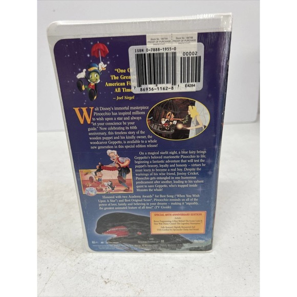 Pinocchio (VHS, 1999, Clam Shell Gold Collection) FACTORY SEALED - Picture 8 of 9